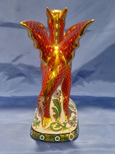 Royal Crown Derby Welsh Dragon Paperweight with Gold Stopper 