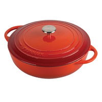 PyroChef 24cm/2.5litre Chilli Red Cast Iron Round Chef's Pan