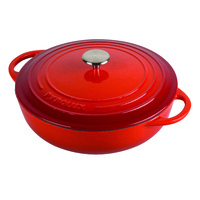 PyroChef 28cm/4litre Chilli Red Cast Iron Round Chef's Pan