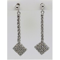 Sterling Silver Cubic Zirconia Set Diamond Shaped Drop Earrings