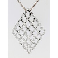 Breuning Sterling Silver Rhodium Plated Honeycomb Link Pendant 