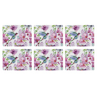 Birds & Blooms Collection Pack of 6 Cork-backed Placemats