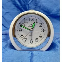 White Small Alarm Clock with Luminous Hands - 6111