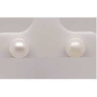 Sterling Silver 6mm White Freshwater Button Pearl Stud Earrings - CLEARANCE