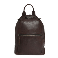 Soft Cow Leather Coffee Backpack with Large Front Pocket