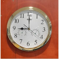 31cm Round Gold Wall Clock with Temperature & Humidity Dials