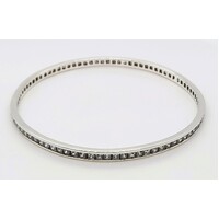 Sterling Silver Channel Set Cubic Zirconia Bangle