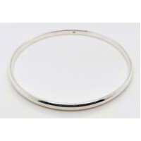 Solid Sterling Silver 4mm Wide Half Round Oval Bangle