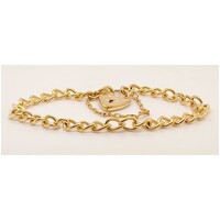 Yellow Gold Plated Curb Link Infant Padlock Bracelet