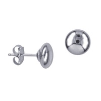 Sterling Silver 6mm Plain Polished Flattened Ball Stud Earrings 