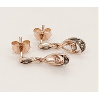 9 Carat Rose Gold Diamond Drop Earrings