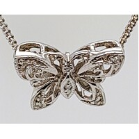 9 Carat White Gold Diamond Set Butterfly Pendant