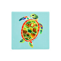 Pete Cromer Ozzie Ocean Green Turtle Ceramic 9.5cm Square Coaster