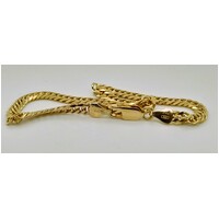9 Carat Yellow Gold Italian Diamond Cut Flat Curb Link Bracelet