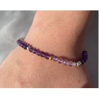 Born From The Earth Collection Facet/Round Amethyst with Pink Amethyst Bracelet