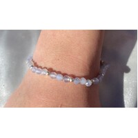 Born From The Earth Collection Facet Aqua Chalcedony Bracelet