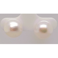 Sterling Silver 11mm White Button Freshwater Pearl Stud Earrings - CLEARANCE