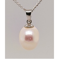 White 9-9.5mm Freshwater Pearl Pendant in Sterling Silver - CLEARANCE