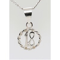 Sterling Silver 18 in a Circle Pendant