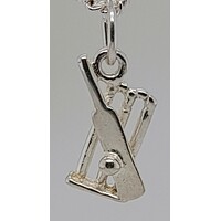 Sterling Silver Cricket Bat, Ball and Stumps Charm/Pendant