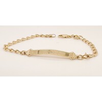 9 Carat Yellow Gold Diamond Cut Curb Link Identity Bracelet