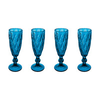 Casa Domani Deanna Set of 4 Blue Champagne Flutes