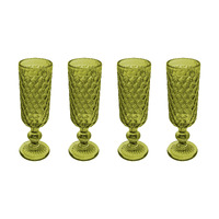 Casa Domani Caterina Set of 4 Green Champagne Flutes