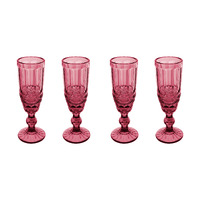 Casa Domani Gabriella Set of 4 Pink Champagne Flutes