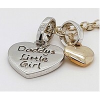 Sterling Silver Daddy's Little Girl Pendant with Small Gold Heart Charm