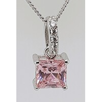 Sterling Silver Pink Cubic Zirconia Pendant