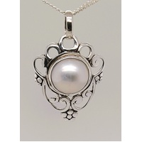 Sterling Silver White Freshwater Mabe Pearl Pendant - CLEARANCE