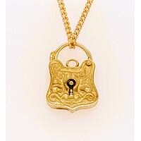 9 Carat Yellow Gold Engraved Shield Padlock