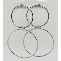 Sterling Silver Italian Double Circle Drop Earrings - CLEARANCE