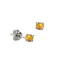 November/Topaz Birthstone Claw Set Sterling Silver Stud Earrings 