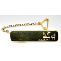 Sterling Silver Yellow Gold Plated Rectangular Train Engraved Brooch - CLEARANCE