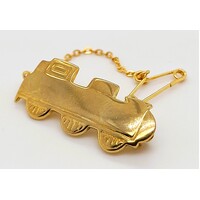 Yellow Gold Plated Sterling Silver Infants Train Brooch - CLEARANCE