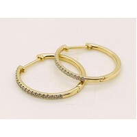 9 Carat Yellow Gold Diamond Set Huggie Hoop Earrings #29