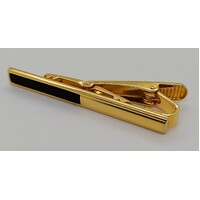 Gold Plated Black Inset Tie Clip
