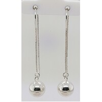 Sterling Silver Italian Thread Drop Earrings with Ball