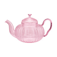 Maxwell & Williams Wicked Collection Pink Goes Good With Green 900ml Pink Ribbed Glass Teapot