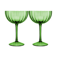 Maxwell & Williams Wicked Collection Pink Goes Good With Green Elphaba 340ml Ribbed Coupe Glasses