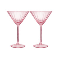 Maxwell & Williams Wicked Collection Pink Goes Good With Green Glinda 265ml Ribbed Martini Glasses