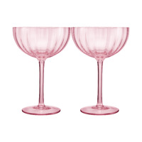 Maxwell & Williams Wicked Collection Pink Goes Good With Green Glinda 340ml Ribbed Coupe Glasses