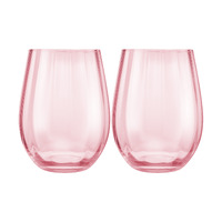 Maxwell & Williams Wicked Collection Pink Goes Good With Green Glinda 540ml Ribbed Stemless Glasses