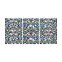 Blue Strawberry Thief Pack of 6 Cork-backed 30.5 x 23cm Placemats