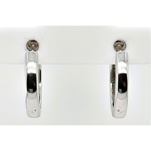 Breuning Sterling Silver Plain Huggie Earrings