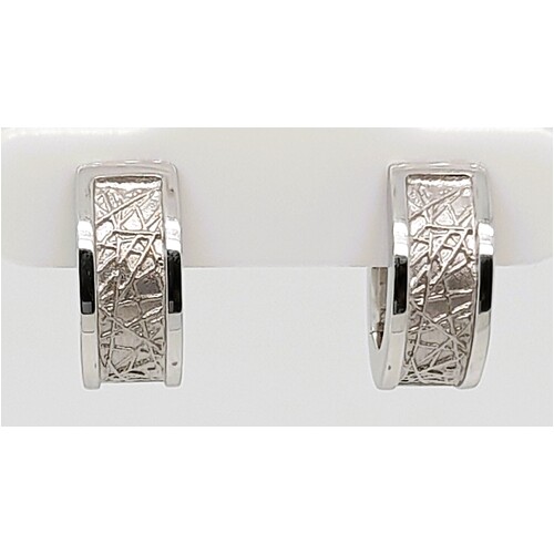 Breuning Rhodium Plated Sterling Silver 5mm Wide Huggie Earrings 