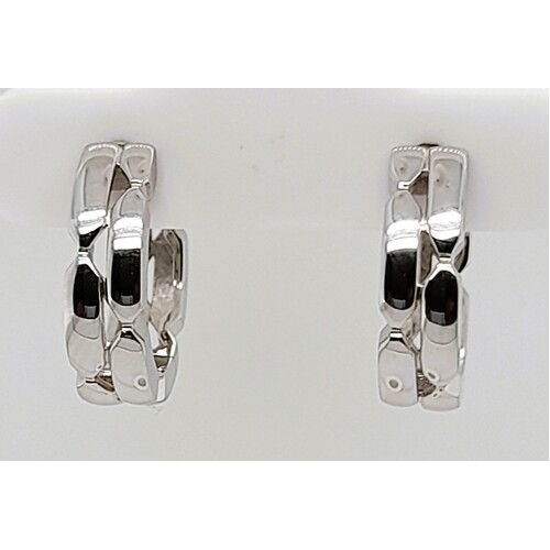 Breuning Sterling Silver Rhodium Plated Huggie Earrings