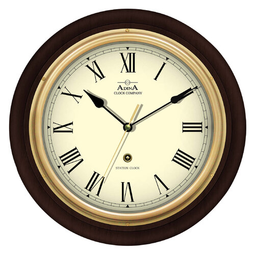 Round 30cm Heirtage Timber Station Wall Clock CL08A-10933BB