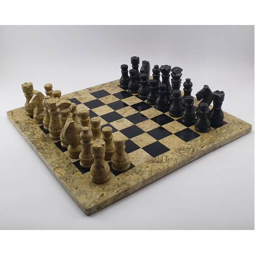 Fossil and Stone Chess Board Game